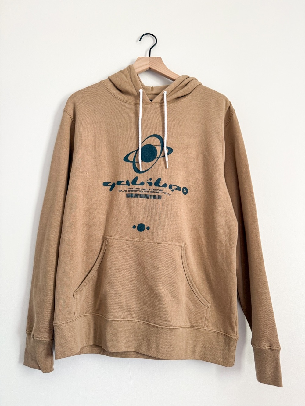 Galileo Earth Planet Graphic Hoodie Tan Pullover Streetwear Mens Large